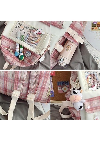 Harajuku Ulzzang Lisesi Koleji Öğrenci Sırt Çantası Kampüsü (Pembe)