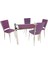 Kapitoneli Cam Mutfak Masa Takımı (Deri) - Mor 1