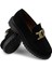 Süet Siyah Tokalı Kadın Loafer 3