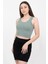Kadın Yeşil Basic Fitilli Crop Örme Atlet 2