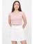 Kadın Pembe Basic Fitilli Crop Örme Atlet 2