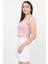 Kadın Pembe Basic Fitilli Crop Örme Atlet 3