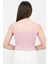 Kadın Pembe Basic Fitilli Crop Örme Atlet 4