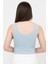 Kadın Açık Mavi Basic Fitilli Crop Örme Atlet 4