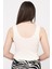 Kadın Ekru Basic Fitilli Crop Örme Atlet 4