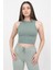 Kadın Yeşil Fitilli Super Crop Örme Atlet 2