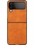 Galaxy Z Flip 4 İçin Çift Renkli Deri Telefon Kılıfı - Turuncu (Yurt Dışından) 1