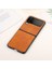 Galaxy Z Flip 4 İçin Çift Renkli Deri Telefon Kılıfı - Turuncu (Yurt Dışından) 2