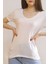 V Yaka Viskon Tişört Beyaz - 1017.275. 2