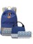 Tuval Sırt Çantası 7 Parça Set Geri Baskılı Ortaokul Öğrenci Schoolbag (Kraliyet Mavisi) 1
