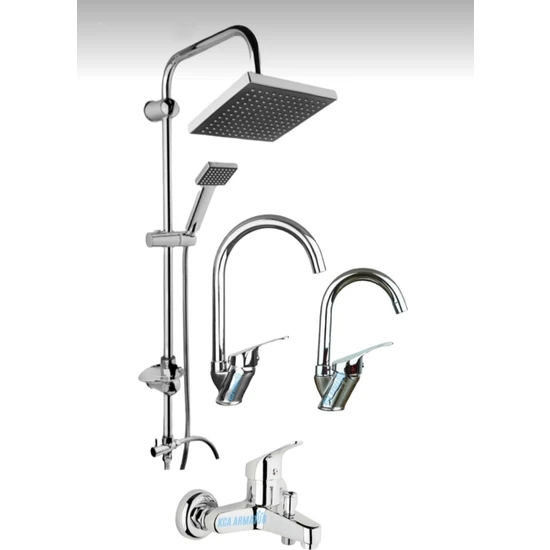 ECSA Robot Duş Kuğu Borulu Mutfak Lavabo Banyo Bataryası Musluğu Çeşmesi 4'lü Set