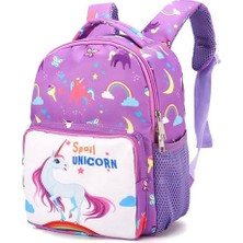 Xhang Okula Dönüş Çocuklar Anaokulu Sırt Çantası Çocuk Erkek Kız Karikatür Unicorn Sırt Çantası Okul Kitap Çanta Mor (Yurt Dışından)