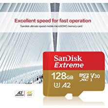 Sandisk U3 Yüksek Hızlı Mikro Sd Kart Tf Kart Hafıza Kartı, Drone, 128 GB (A2), Renk: Altın Kart Izleme (Yurt Dışından)