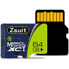 ZSHSKJ Zsuıt 64GB Yüksek Hızlı CLASS10 Gümüş Gri Tf (Mikro Sd) Hafıza Kartı (Yurt Dışından)