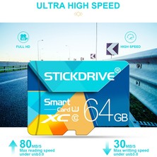 Stickdrive 64GB U3 Renkli Tf (Mikro Sd) Hafıza Kartı (Yurt Dışından)