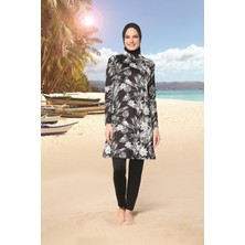 Ruko Maio 22150-3 Büyük Beden Yarım Balıkçı Yaka Lycra Tam Tesettür Mayo