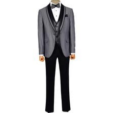 Cengiz İnler Dokulu Çift Çizgi Şal Yaka Tek Düğme Damatlık