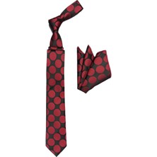 Cengiz İnler Puantiye Desenli Mendilli Mikrofiber Erkek Kravat Aksesuar