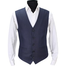 Mentor Regalo Erkek Yelek V Yaka Lacivert Armürlü 50405