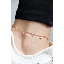 Argentum Concept Zirkon Taşlı Kare Pullu 925 Ayar Gümüş Rose Halhal - H006701