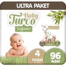 Baby Turco Doğadan Ultra Paket 4 Beden Bebek Bezi  96 Adet