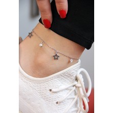 Argentum Concept Siyah Taşlı 925 Ayar Gümüş Yıldızlı Halhal - H005001