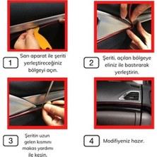 Meyzone Trim Fitilli Yeni Araç Içi Ip Şerit Balık Sırtı Nikelajlı 5 Metre Krom Kırmızı