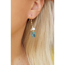 Vaoov 14 Ayar Altın Kaplama Swarovski Taşlı Mayorka Inci Küpe