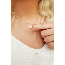 Vaoov 925 Ayar Gümüş Sıra Taşlı Sallantılı Kolye