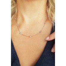 Vaoov 925 Ayar Gümüş Sıra Taşlı Kolye