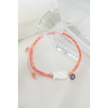 Vaoov Sedef Balık ve Renkli Boncuklu Gümüş Bileklik