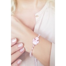 Vaoov El Yapımı Pembe Cam Melek Bileklik