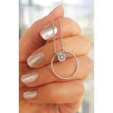 Vaoov 925 Ayar Gümüş Taşlı Halka Kolye