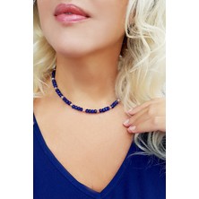 Vaoov Lacivert Kuvars ve Hematit Taşlı Gümüş Kolye