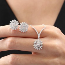 Mia Vento Pırlanta Montür Baget Güneşi Zarafet Mührü Gümüş Mini Set