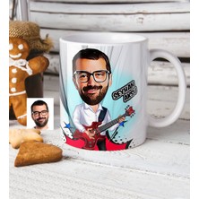 BK Kişiye Özel Bay Gitarist Karikatürlü Beyaz Kupa Bardak - 2