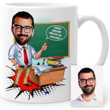 BK Kişiye Özel Öğretmen Karikatür Beyaz Kupa Bardak - 2