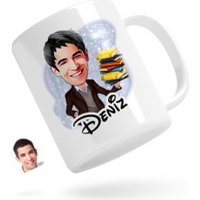 BK Kişiye Özel Erkek Öğretmen Karikatürlü Beyaz Kupa Bardak