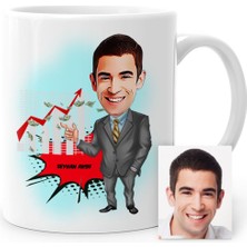 BK Kişiye Özel Bay Bankacı Karikatür Beyaz Kupa Bardak - 3