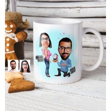 BK Kişiye Özel Evlilik Teklifi Karikatür Beyaz Kupa Bardak - 2