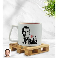 BK Kişiye Özel Baba Godfather Silüet Tasarımlı Middle Beyaz Kupa Bardak Model 1