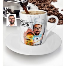 BK Kişiye Özel Bay Kebapçı Ustası Karikatür Türk Kahvesi Fincanı - 1