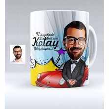 BK Kişiye Özel Bay Patron Karikatürlü Beyaz Kupa Bardak - 1