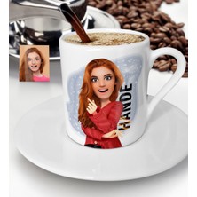 BK Kişiye Özel Barbie Bebek Karikatürlü Türk Kahvesi Fincanı-2