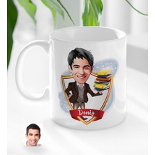 BK Kişiye Özel Isimli Erkek Öğretmen Karikatürlü Beyaz Kupa Bardak-1