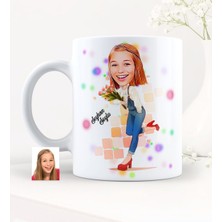 BK Kişiye Özel Bayan Karikatürlü Beyaz Kupa Bardak - 13