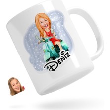 BK Kişiye Özel Kadın Karikatürlü Beyaz Kupa Bardak-24