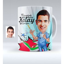 BK Kişiye Özel Bay Diş Hekimi Karikatürlü Beyaz Kupa Bardak - 4