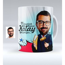 BK Kişiye Özel Bay Hakim Karikatürlü Beyaz Kupa Bardak - 1