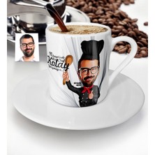 BK Kişiye Özel Bay Master Chef Karikatür Türk Kahvesi Fincanı - 3